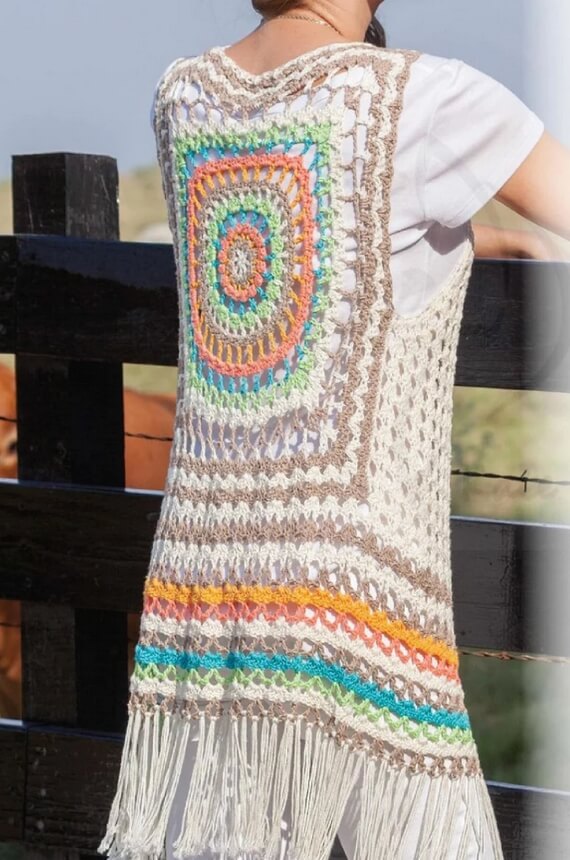 Bohemian 1960s Vintage Women's Crochet Vest Pattern