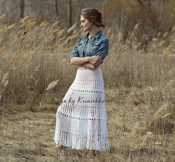 Boho Beach Wedding Crochet Skirt Pattern M-L
