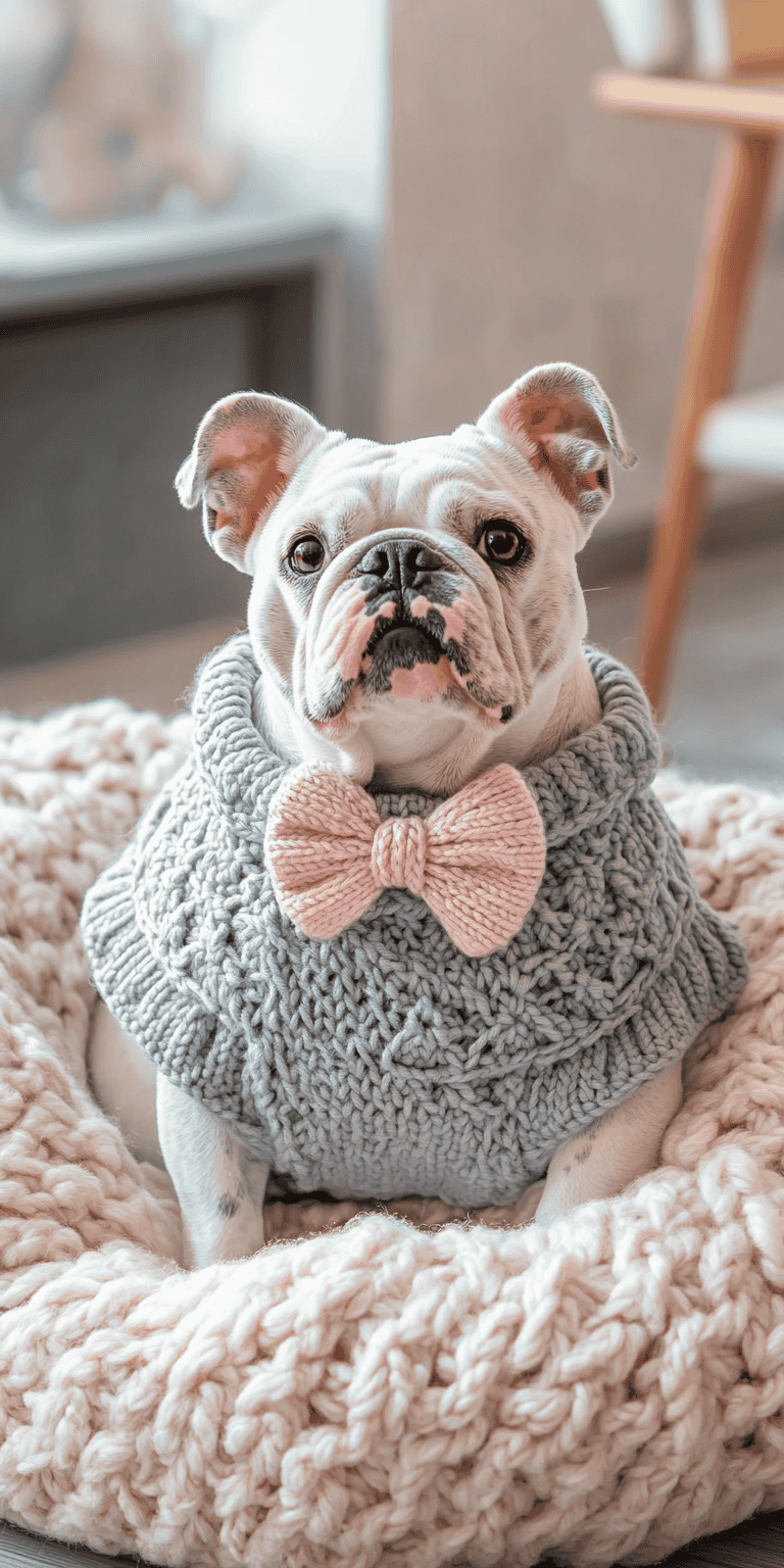 Crochet French Bulldog Sweater Pattern with Bow