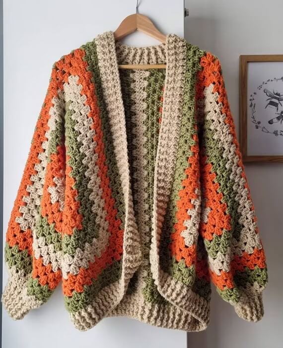 Crochet Granny Hexagon Cardigan Pattern