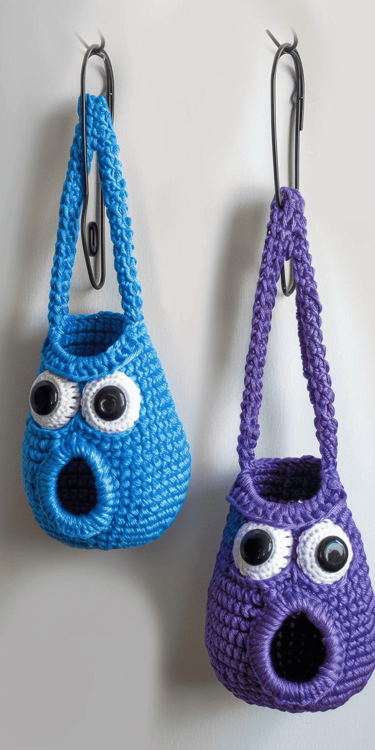 Crochet Hanging Monster Basket Pattern for Kids