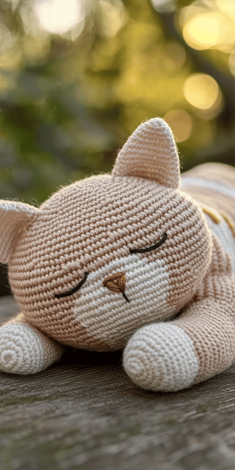 Crochet Pattern for Plush Sleeping Amigurumi Cat
