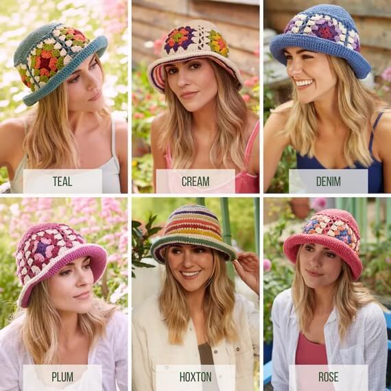 Crochet Rainbow Stripe Summer Bucket Hat Pattern