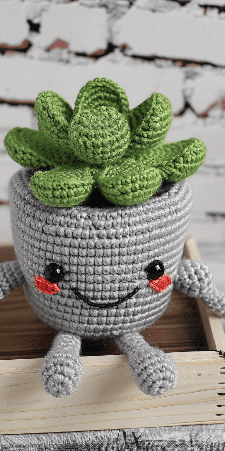 Cute Smiling Succulent Crochet Pattern for Plant Lovers