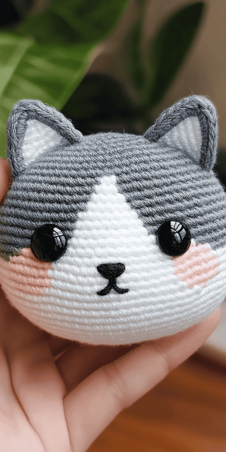 DIY Amigurumi Cat Head Crochet Pattern PDF