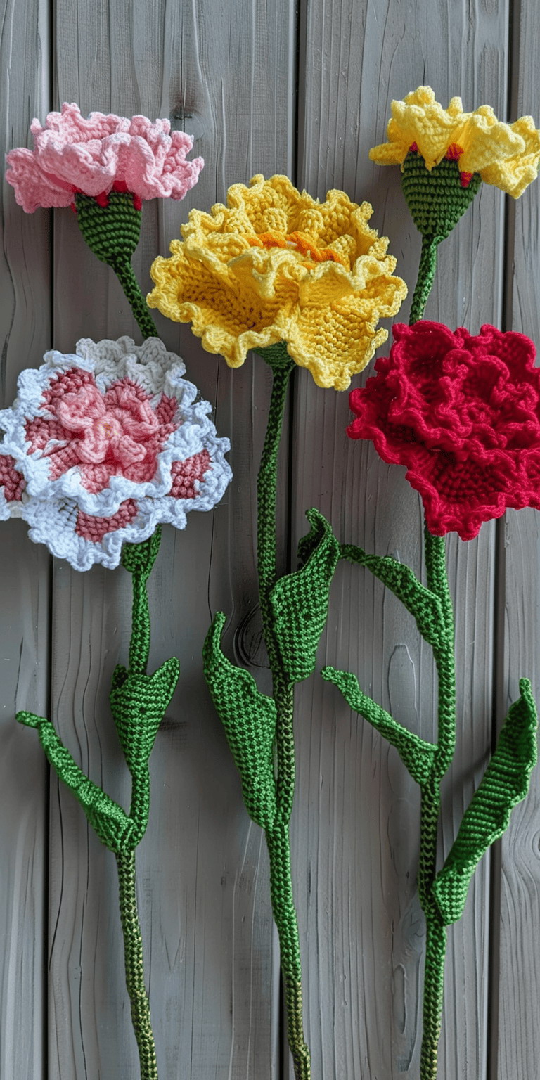 Easy-to-Follow Carnation Crochet Pattern PDF