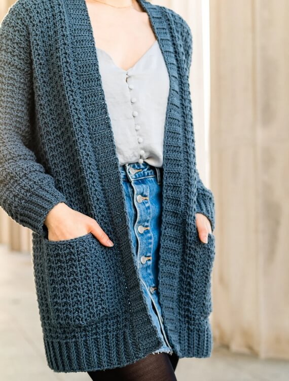 Easy Waffle Textured Crochet Cardigan Pattern PDF