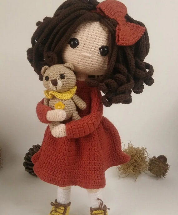 Emily & Bear Amigurumi Crochet Pattern: Multilingual PDF