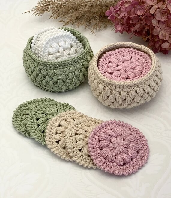 Face Scrubbies Crochet Pattern with Basket