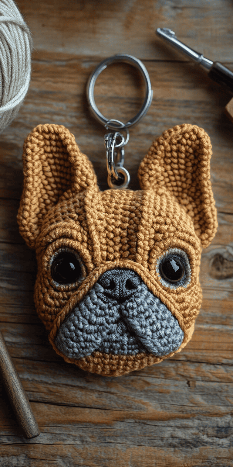French Bulldog Amigurumi Crochet Keychain Pattern