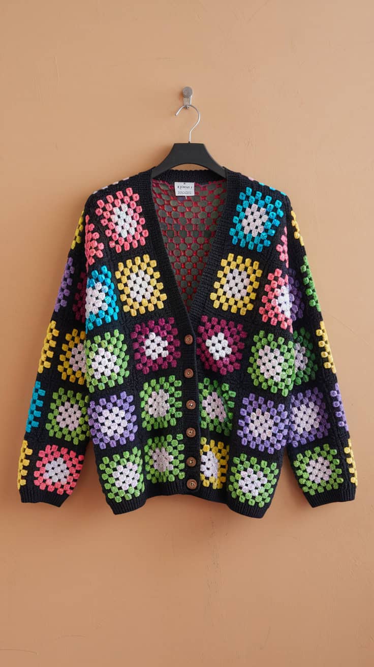 Granny Hexagon Cardigan Crochet Pattern PDF