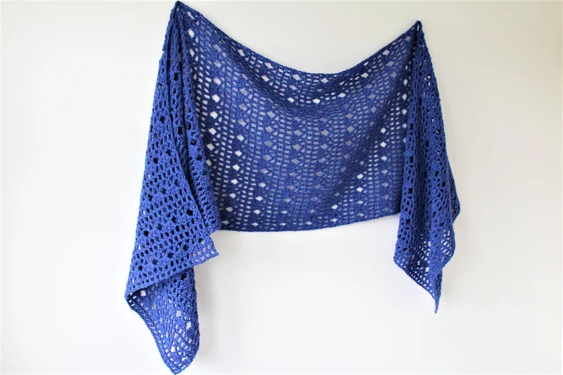 Wren Lacy Rectangle Crochet Shawl Pattern, Easy