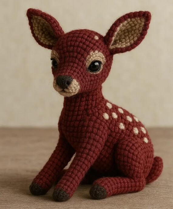 Intermediate Burgundy Fawn Amigurumi Crochet Pattern