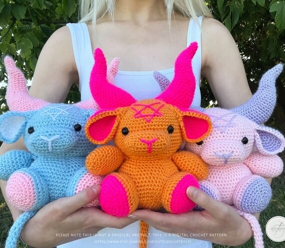 Medium-sized Baphomet Goth Amigurumi Crochet Pattern