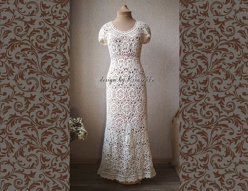 Mermaid Silhouette Crochet Wedding Dress Pattern