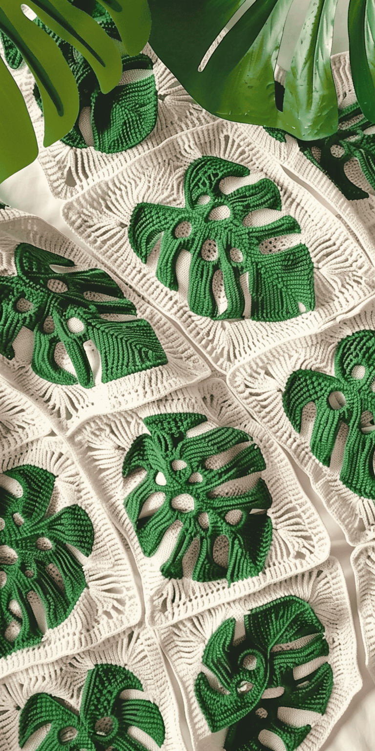 Monstera Granny Square Crochet Pattern with Tutorial