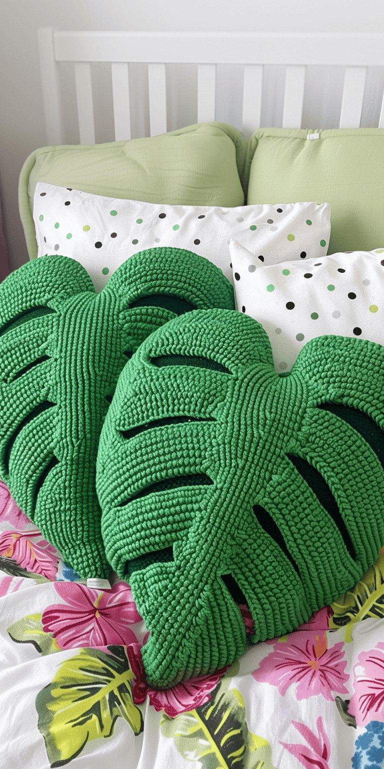 Monstera Leaf Crochet Cushion Pattern with Photos