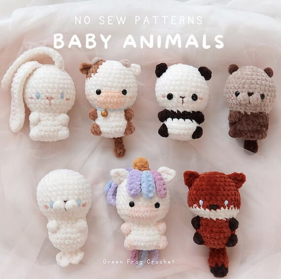 No-Sew Baby Animals Amigurumi Crochet Patterns Bundle