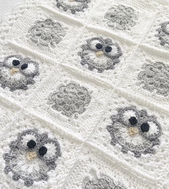 Owl-Themed Baby Blanket Crochet Pattern - Nellas Cottage