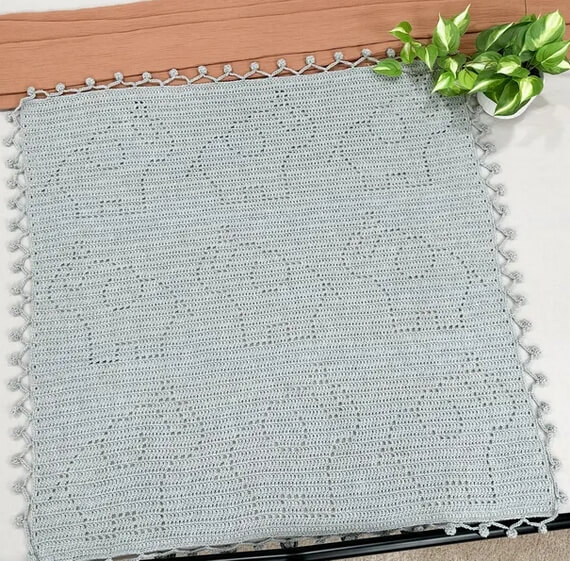 Penelope Elephant Filet Crochet Baby Blanket Pattern