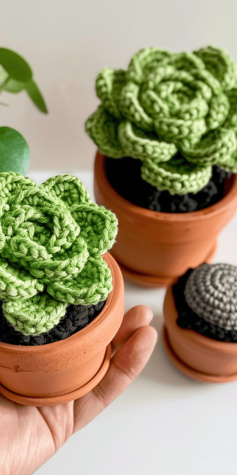 Pointy Leaf Succulents Crochet Pattern + Free Soil Ball