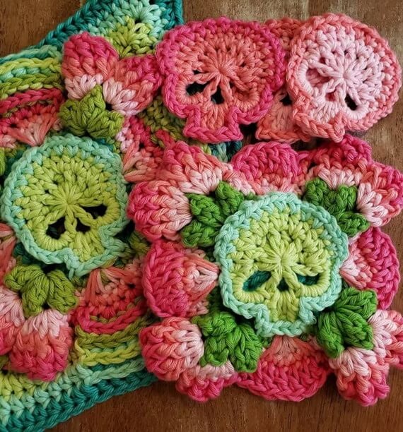 Skull Motif Granny Square Crochet Pattern