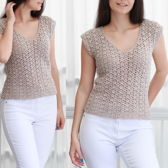 Sophia Boho Lace Crochet Top Pattern XS-XXL