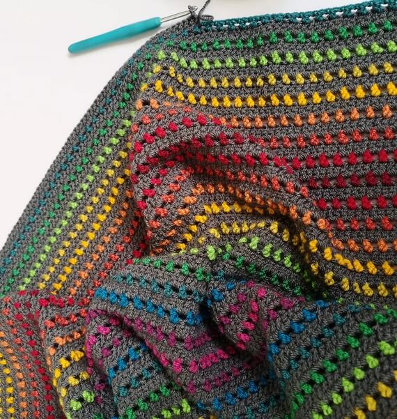 Stormy Rainbow Crochet Blanket Pattern in English