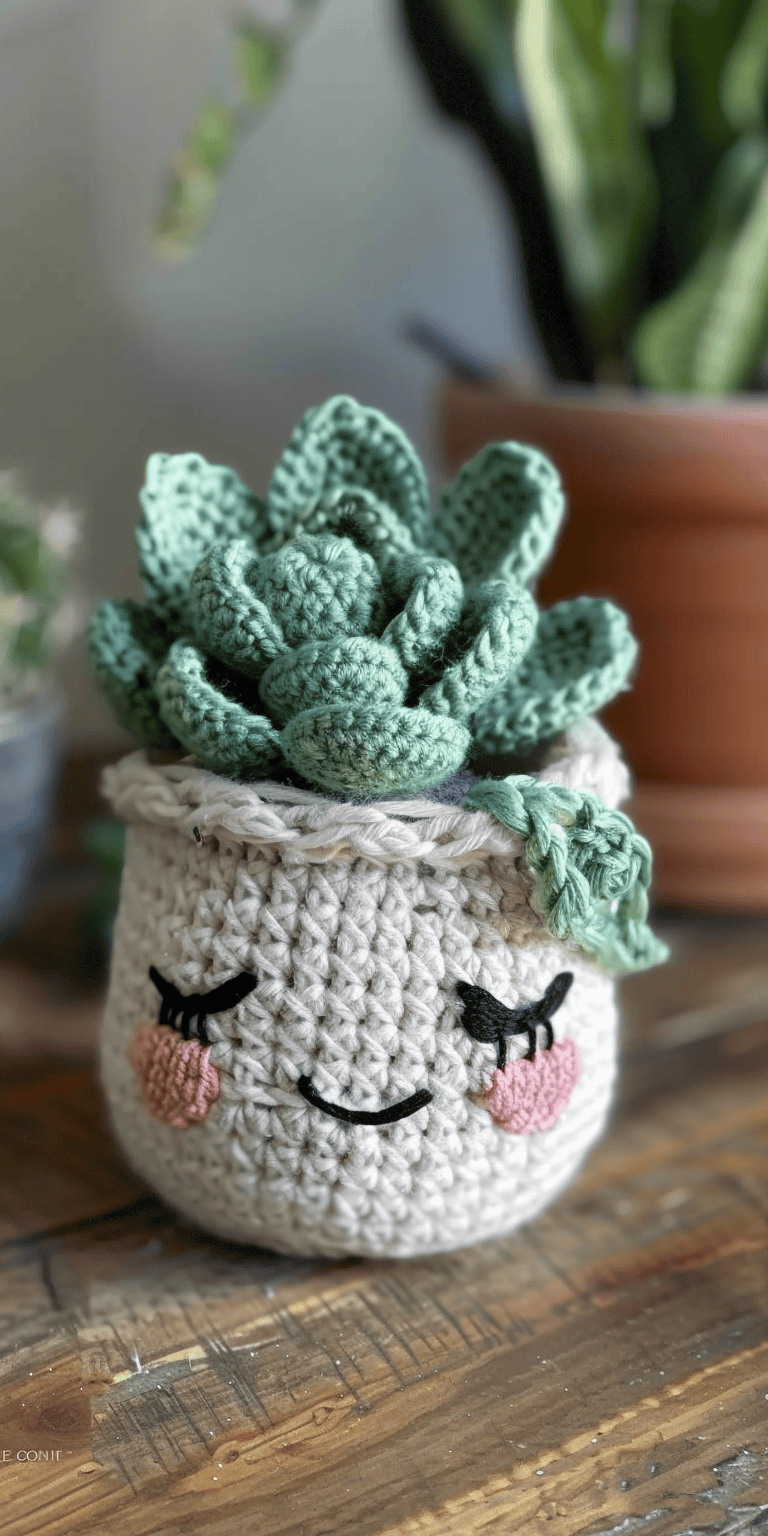Succulent Rosette Crochet Coaster Set