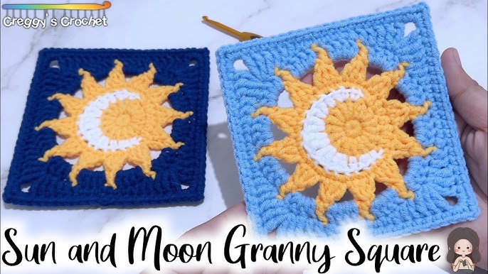Sun and Moon Crochet Granny Square Pattern