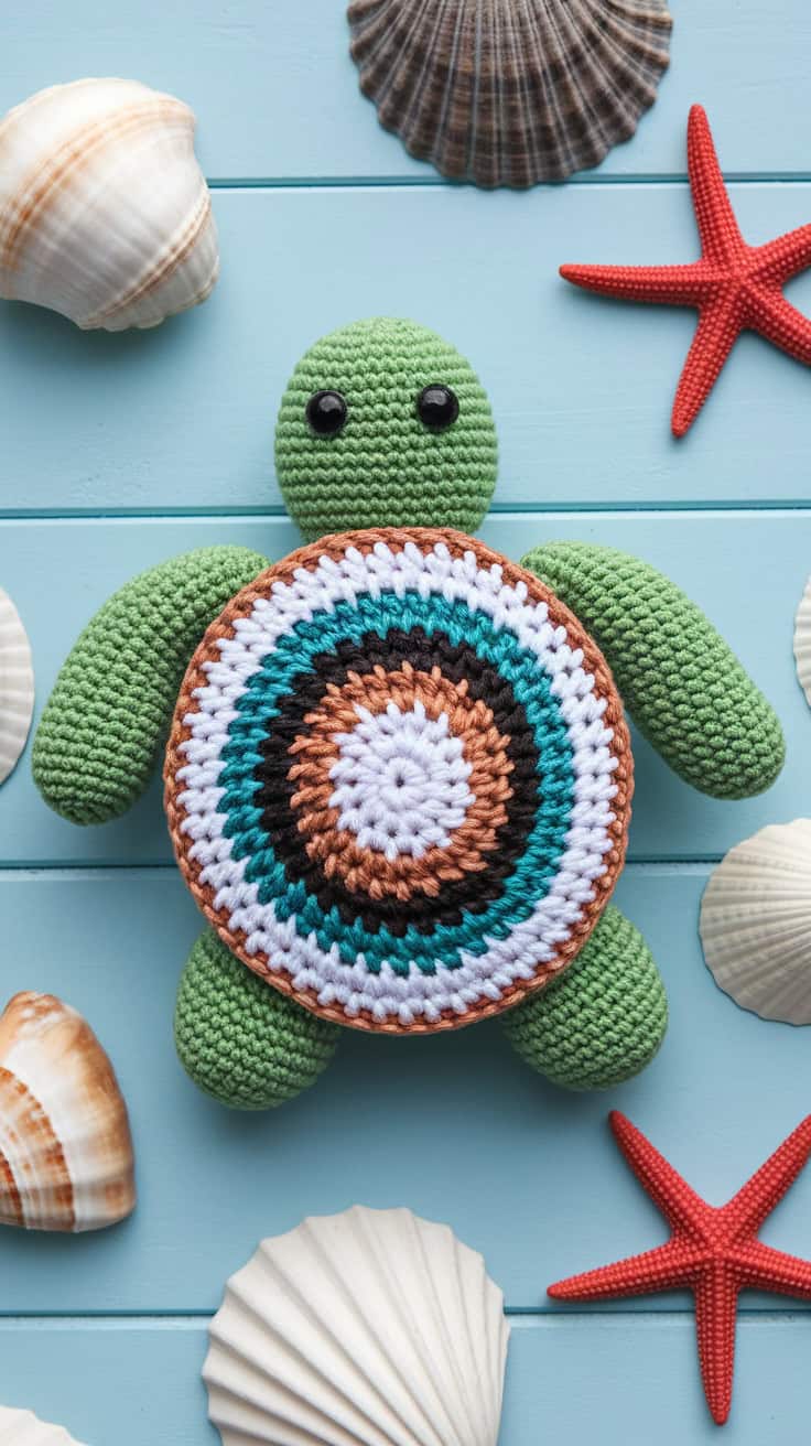 Turtle Crochet Coaster Pattern for Beginners
