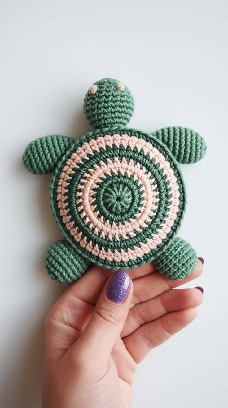 Turtle-Themed Crochet Coaster Pattern PDF