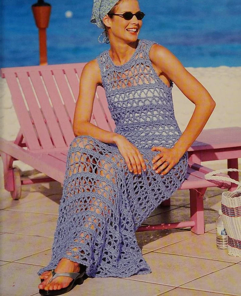 Vintage Beachwear: Lacy Mesh Crochet Dress Pattern