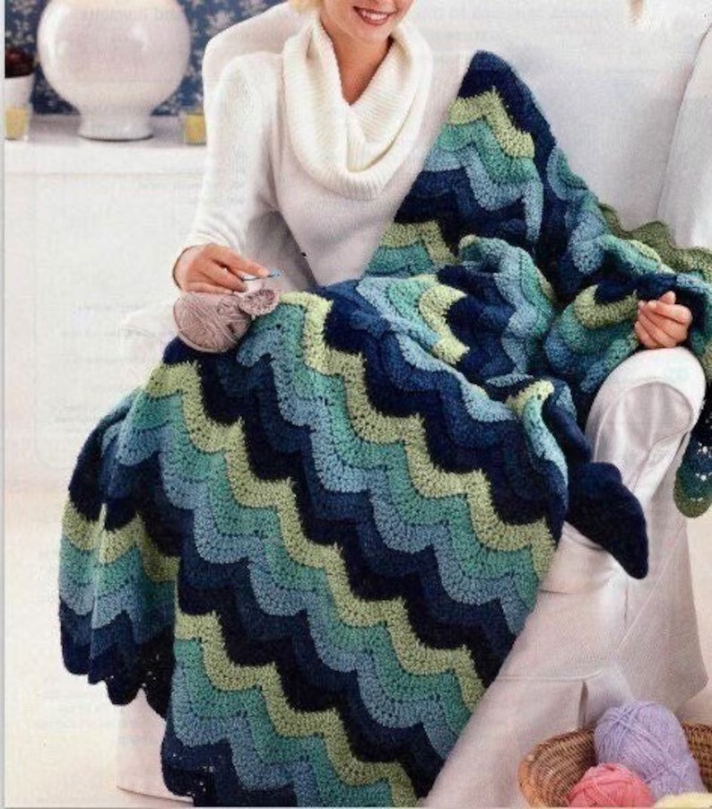 Vintage Ocean Waves Afghan Crochet Pattern