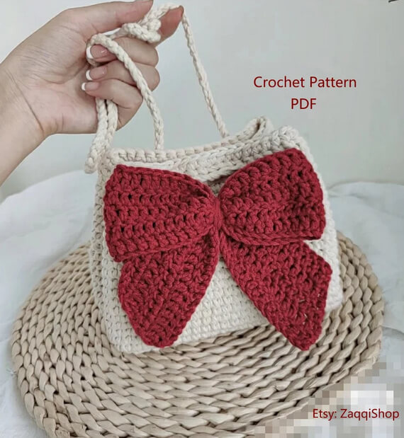 Crochet Pattern for Bow Bag Handbag