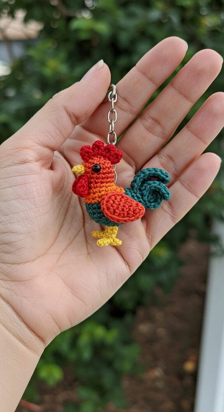 Crochet Your Own Rooster Keychain Today! - Crafts Ideas