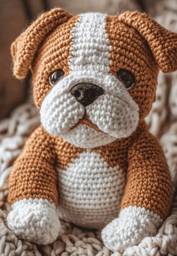 English Bulldog Amigurumi Dog Crochet Pattern
