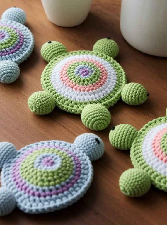 Shellsea Turtle Crochet Coaster Set Pattern