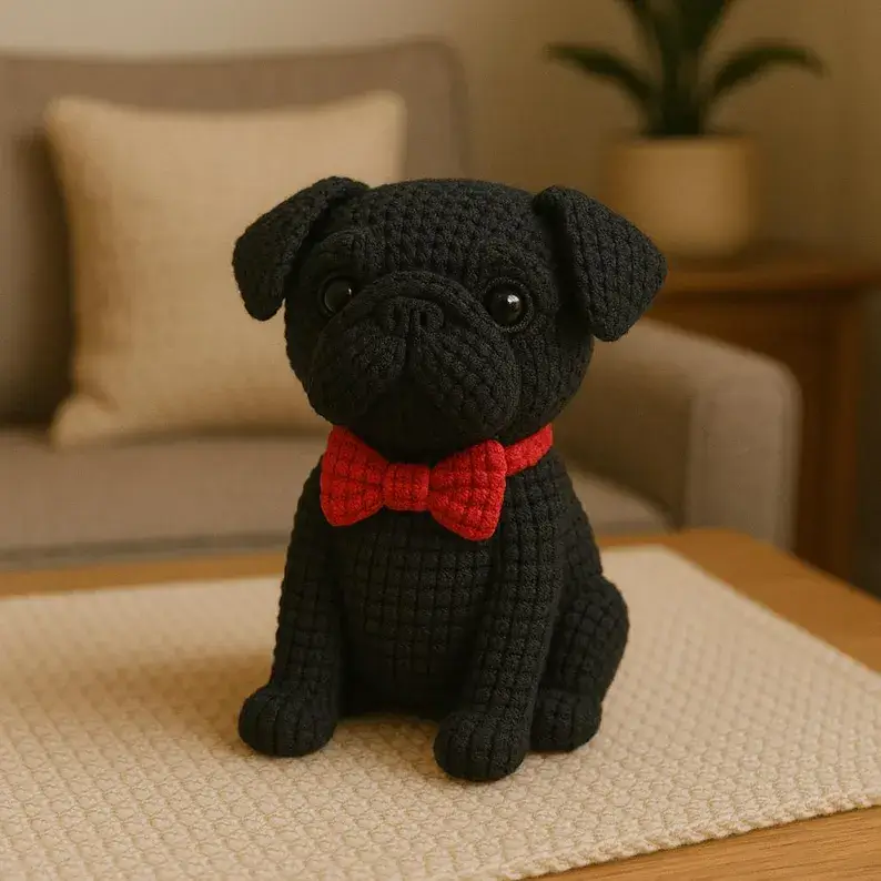 Black Pug Amigurumi Crochet Pattern