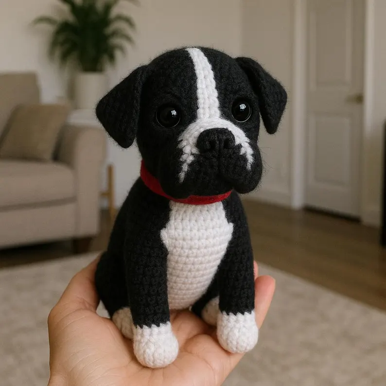Boxer Dog Amigurumi Pattern – Crochet Puppy Toy
