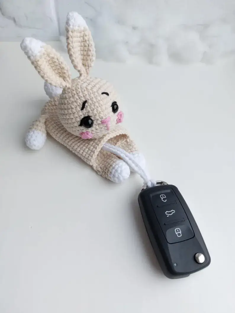 Bunny Crochet Car Key Cover Pattern