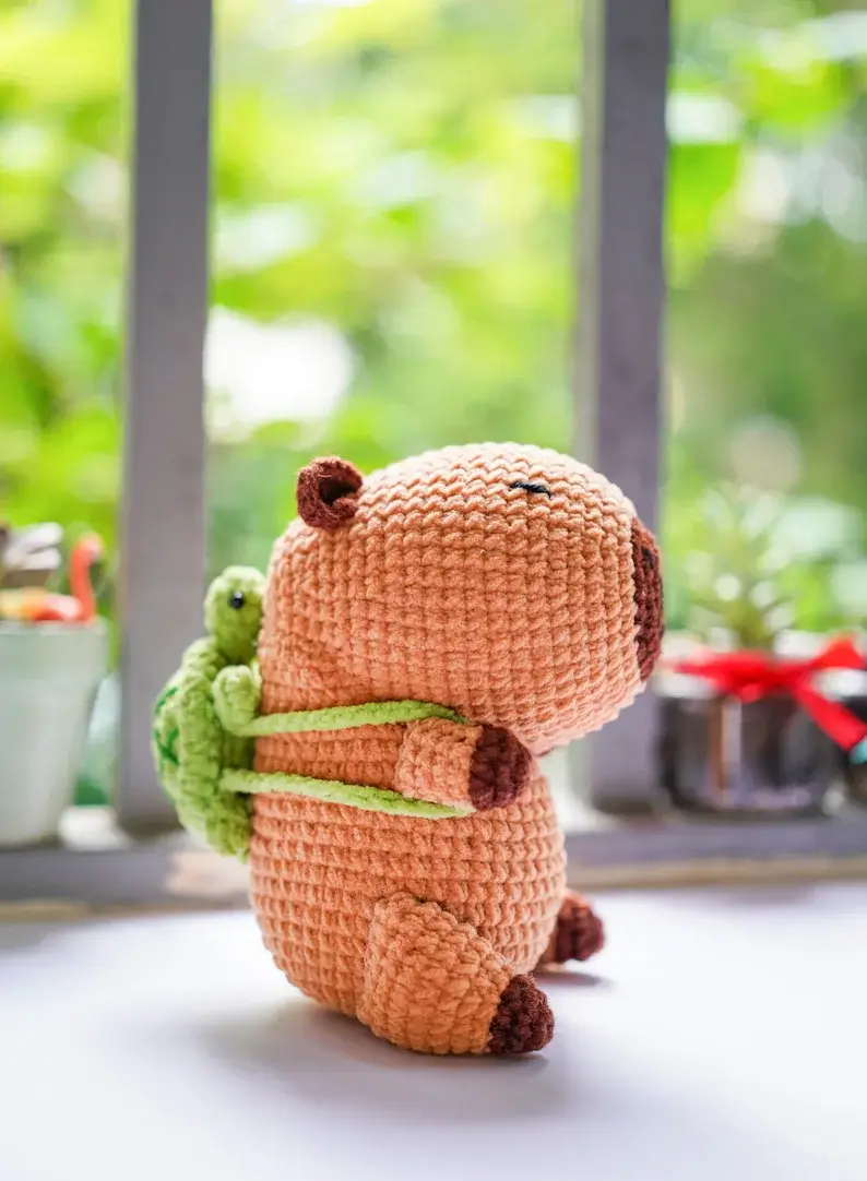 Capybara With Turtle Backpack Plushies Crochet Pattern