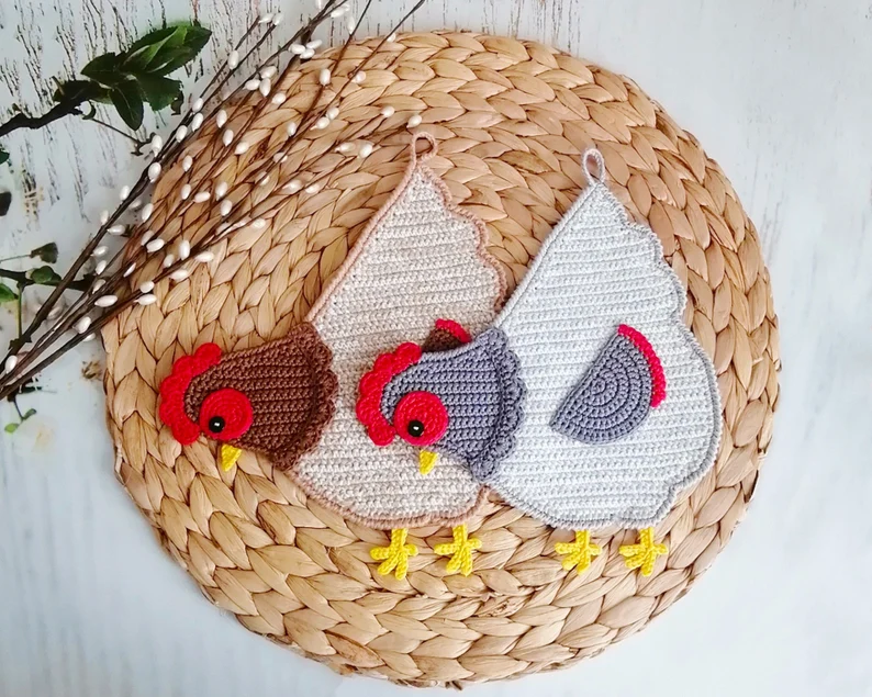 Chicken Decorative Potholder Crochet Pattern - Amigurumi