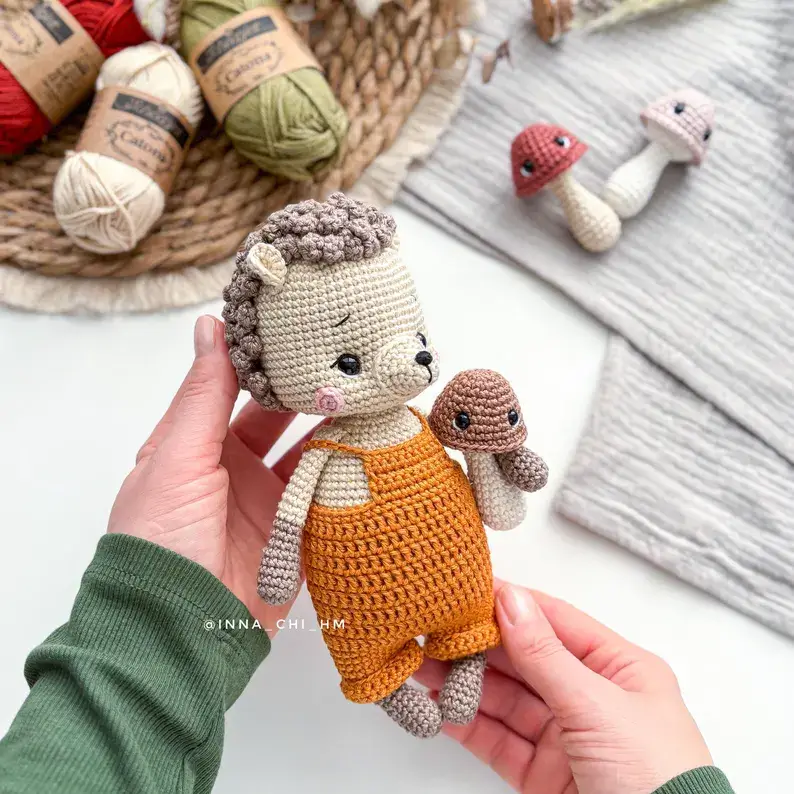 Crochet Hedgehog & Mushroom Amigurumi Pattern