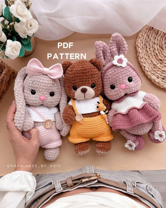 Crochet PATTERN Bunny and Bear