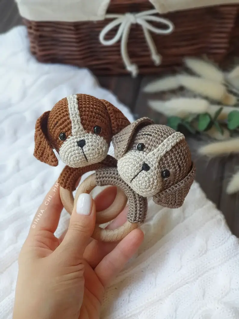 Crochet Puppy Rattle Pattern: Amigurumi Dog Toy