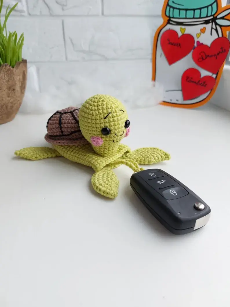 Crocheted Turtle Car key cover