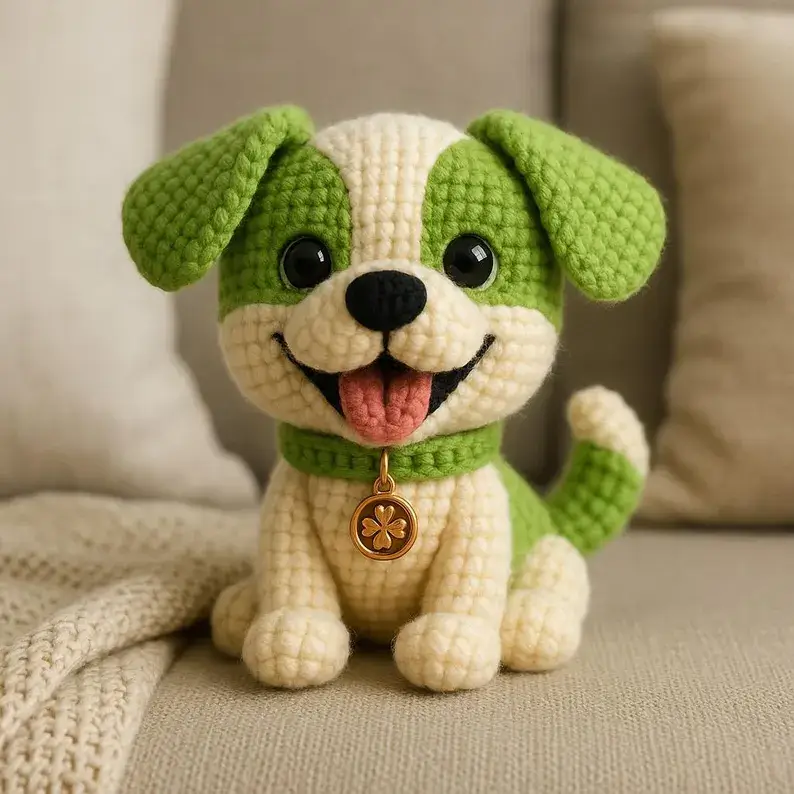 Green Puppy Amigurumi Crochet Pattern: Intermediate Plush Toy