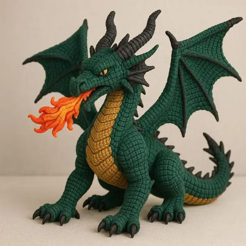 Majestic Crochet Dragon Pattern – Large Amigurumi Plush Toy