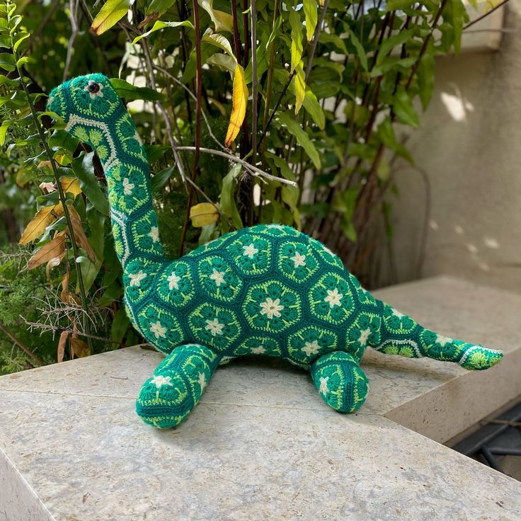 African Flower Dino Crochet Pattern